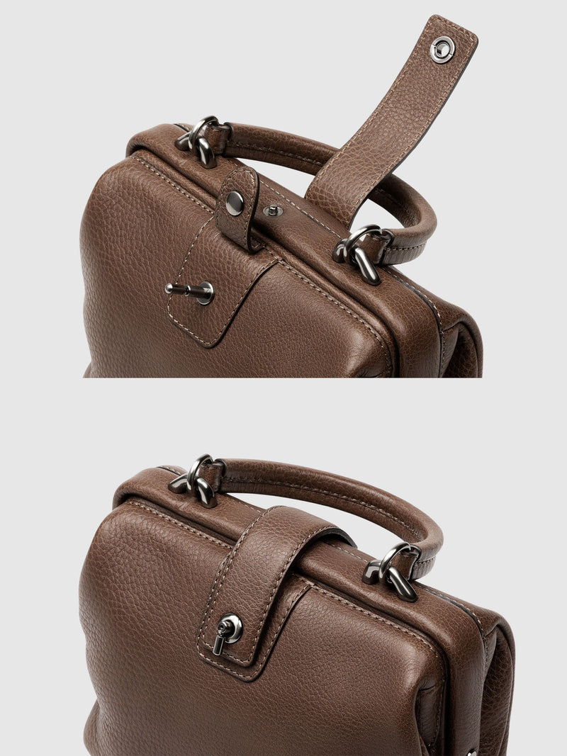 Steerhide (Soft Nume Leather) Tone Nume Doctor Bag in Stone Made in Japan