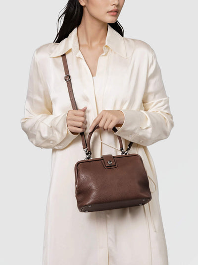 Steerhide (Soft Nume Leather) Tone Nume Doctor Bag in Stone Made in Japan