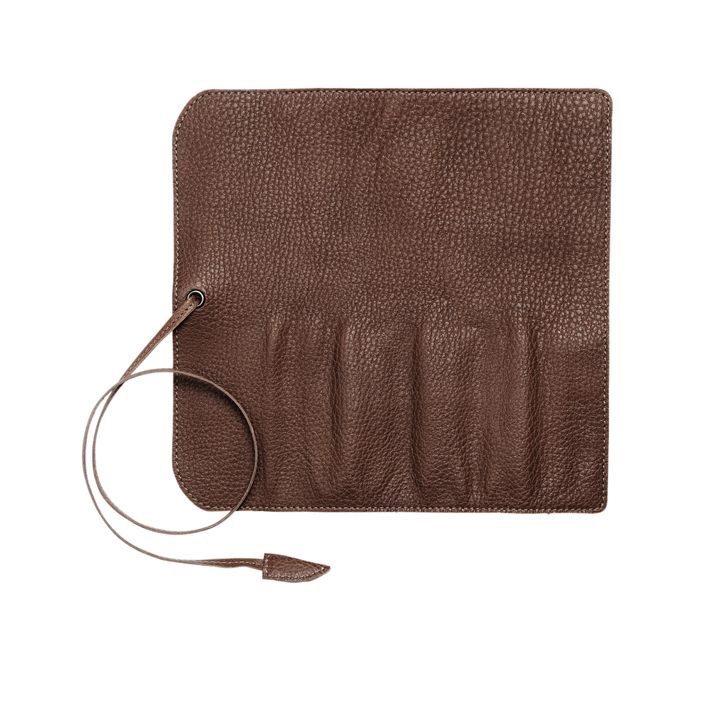 Steerhide (Soft Nume Leather) Tone Nume Roll Pencil Case in Stone Made in Japan