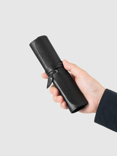 Steerhide (Soft Nume Leather) Tone Nume Roll Pencil Case in Stone Made in Japan