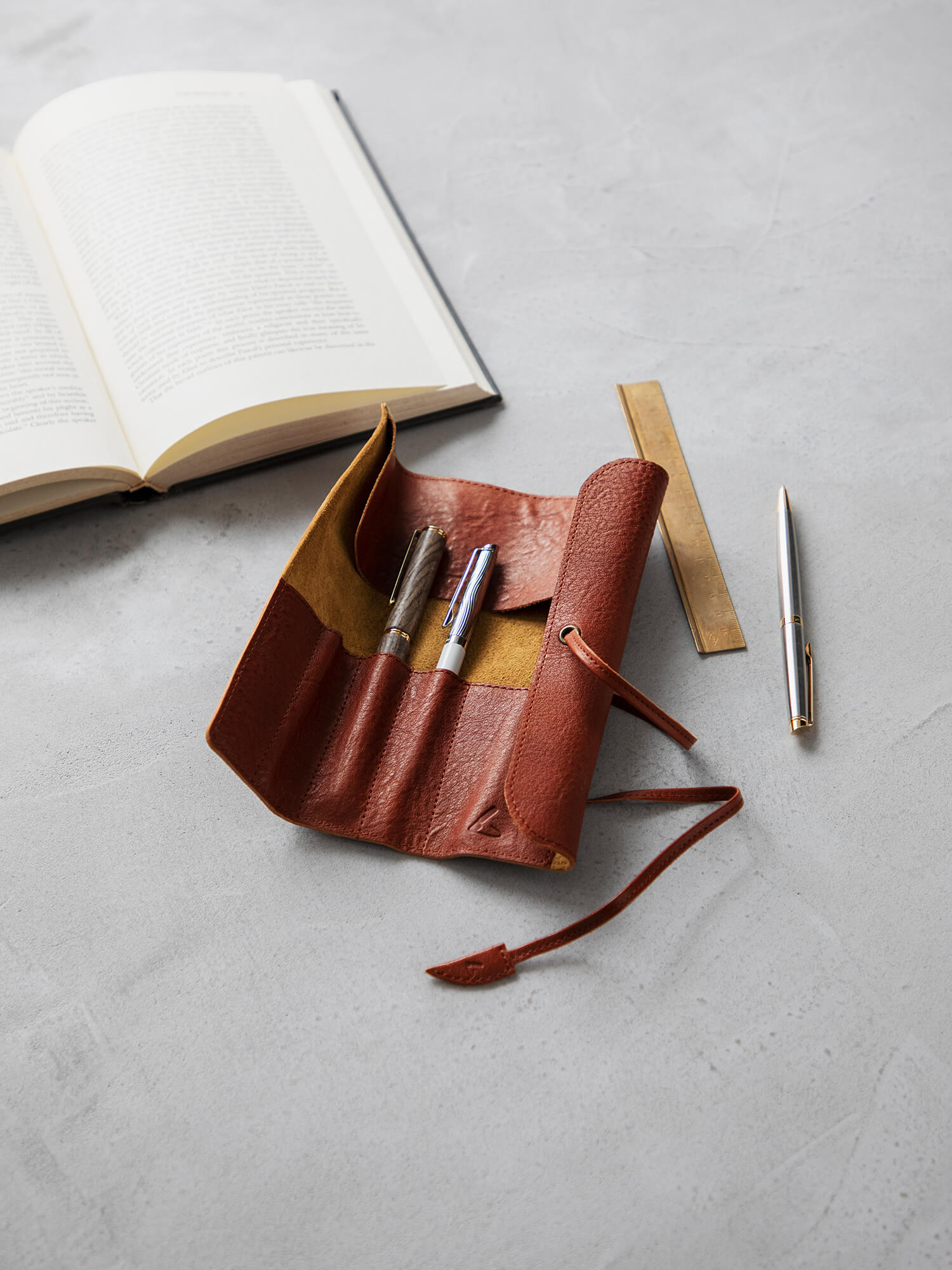 DIY Pencil Case - Genuine Leather Roll Up Pen Pencil Case, Back to