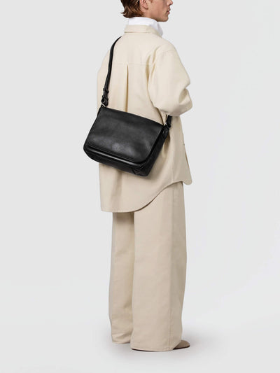 Steerhide (Soft Nume Leather) Tone Nume Shoulder Bag in Stone Made in Japan