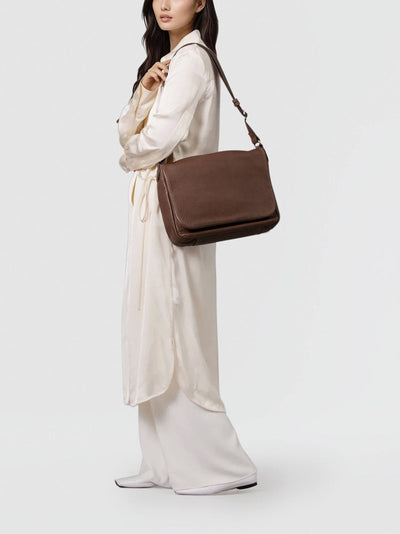 Steerhide (Soft Nume Leather) Tone Nume Shoulder Bag in Stone Made in Japan