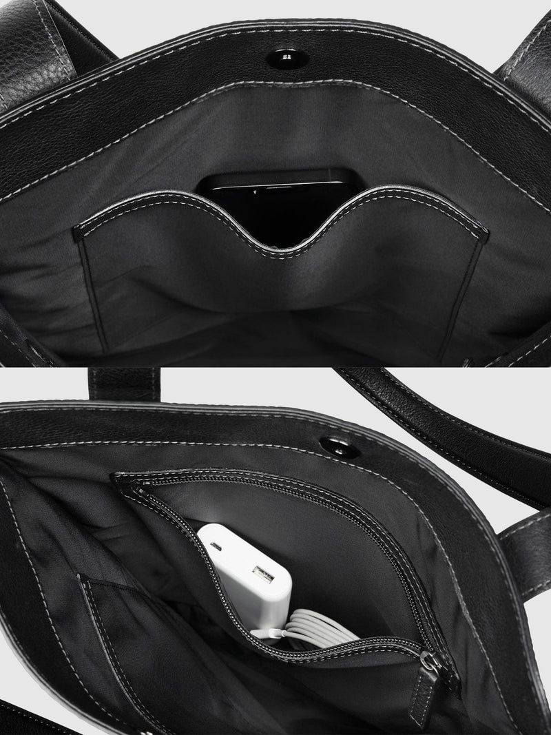 Steerhide (Soft Nume Leather) Tone Nume Slim Tote in Stone Made in Japan