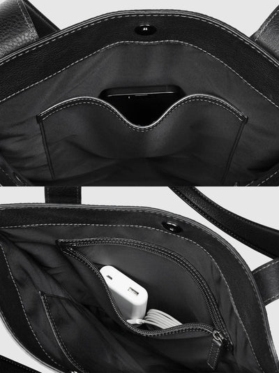 Steerhide (Soft Nume Leather) Tone Nume Slim Tote in Stone Made in Japan