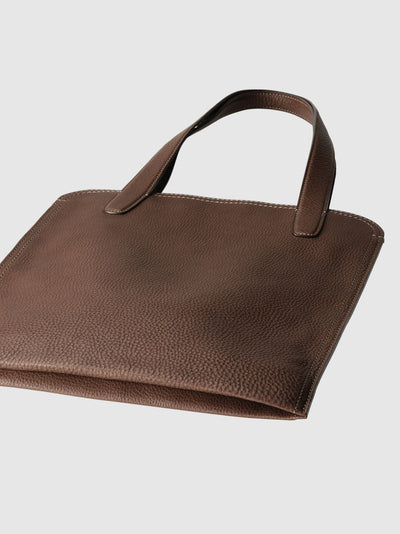 Steerhide (Soft Nume Leather) Tone Nume Slim Tote in Stone Made in Japan