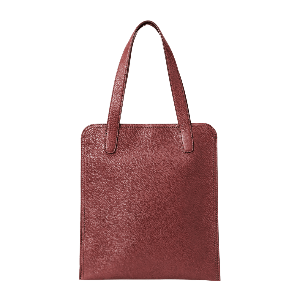 Steerhide  Tone Nume Slim Tote in Brick Red Made in Japan