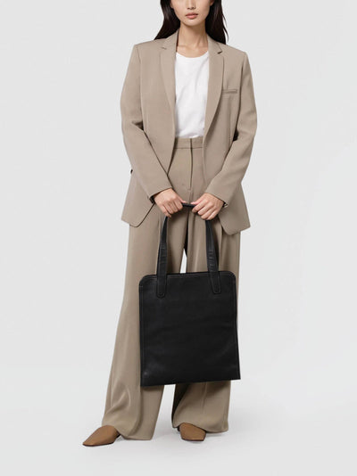 Steerhide (Soft Nume Leather) Tone Nume Slim Tote in Stone Made in Japan