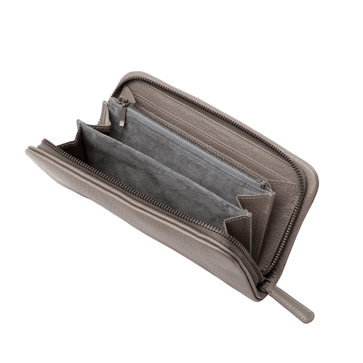 Steerhide (Soft Nume Leather) Tone Nume Zip Long Wallet in Stone Made in Japan