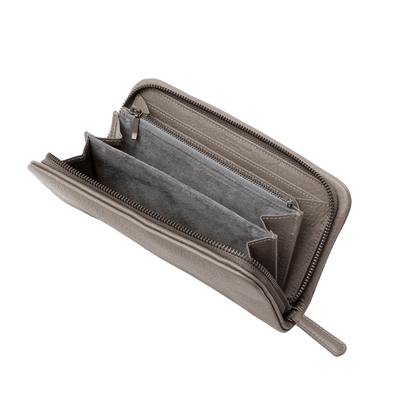 Steerhide (Soft Nume Leather) Tone Nume Zip Long Wallet in Stone Made in Japan