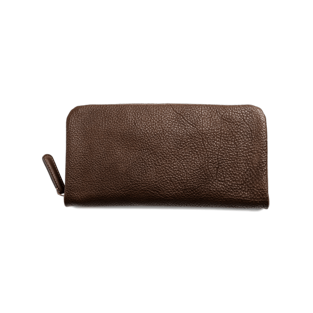 Steerhide (Soft Nume Leather) Tone Nume Zip Long Wallet in Stone Made in Japan