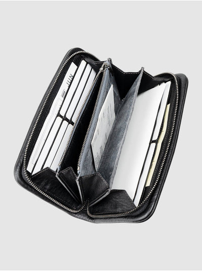 Steerhide (Soft Nume Leather) Tone Nume Zip Long Wallet in Stone Made in Japan