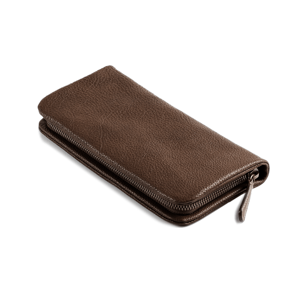Steerhide (Soft Nume Leather) Tone Nume Zip Long Wallet in Stone Made in Japan