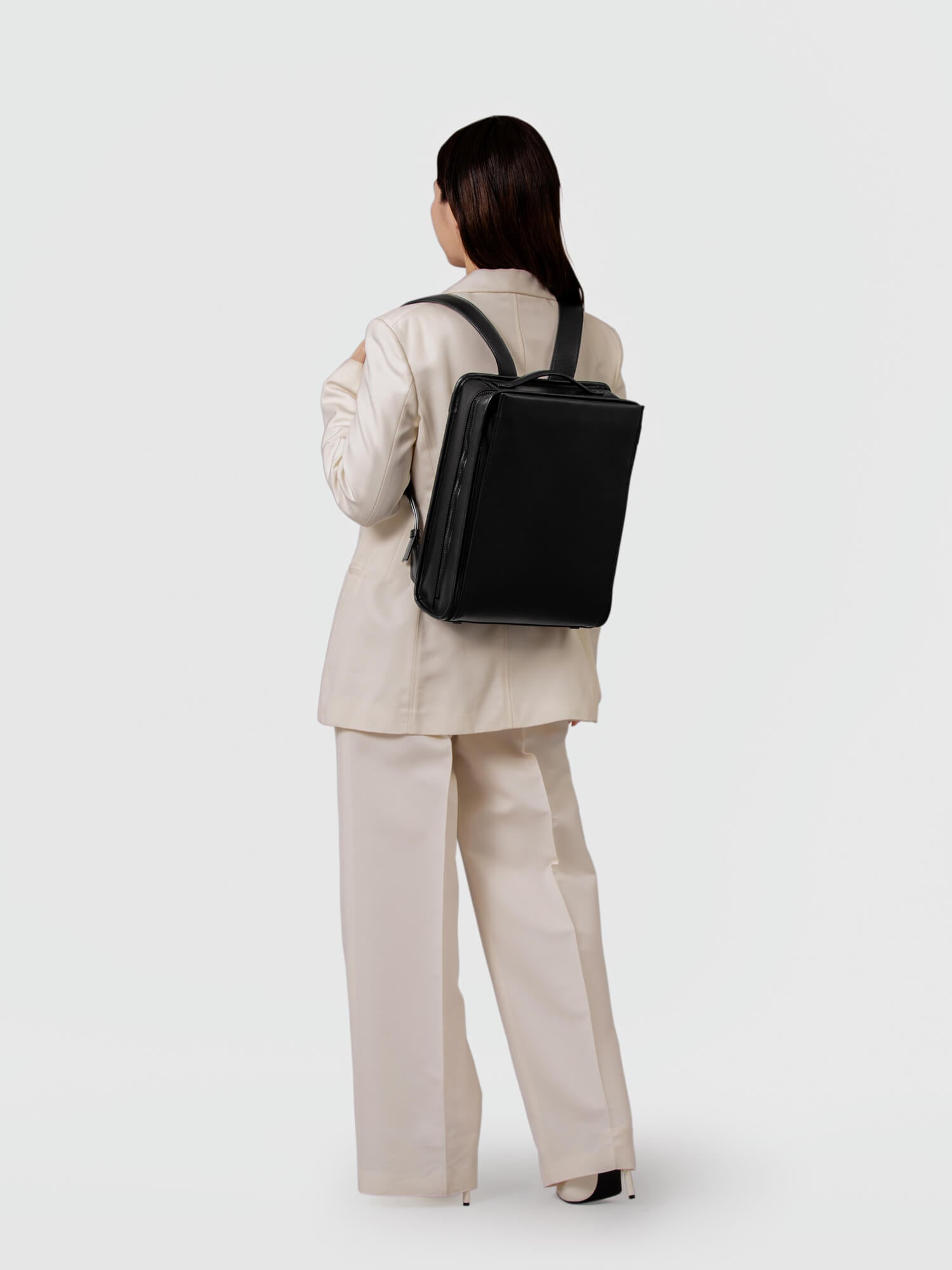 black leather backpack square Vainno Medium Square Backpack Waterproof | Waterproof Leather Backpack
