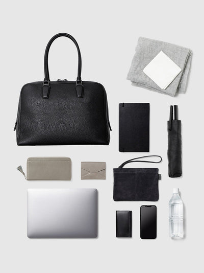 Cowhide (Italian Shrink Leather) TSUCHIYA Class BelleAube Boston in Black Made in Japan