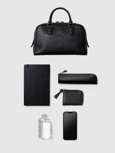 Cowhide (Italian Shrink Leather) TSUCHIYA Class BelleAube 2Way Mini Boston in Black Made in Japan