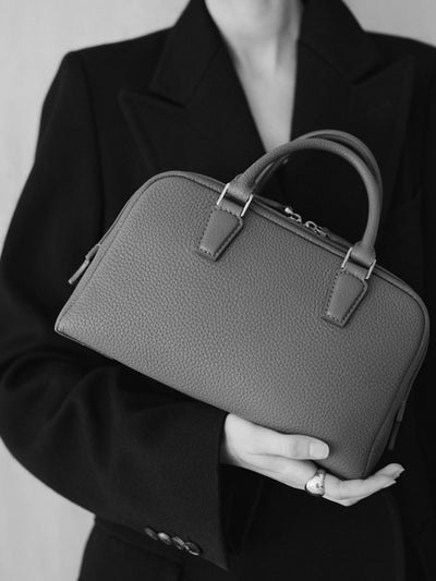 Cowhide (Italian Shrink Leather) TSUCHIYA Class BelleAube 2Way Mini Boston in Gray Made in Japan