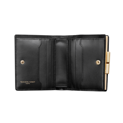 Calfskin (Italian Box Calf) TSUCHIYA Class L'ebene Bifold Wallet in Black Made in Japan