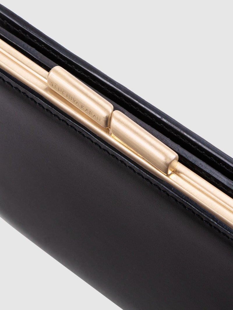 Calfskin (Italian Box Calf) TSUCHIYA Class L'ebene Bifold Wallet in Black Made in Japan