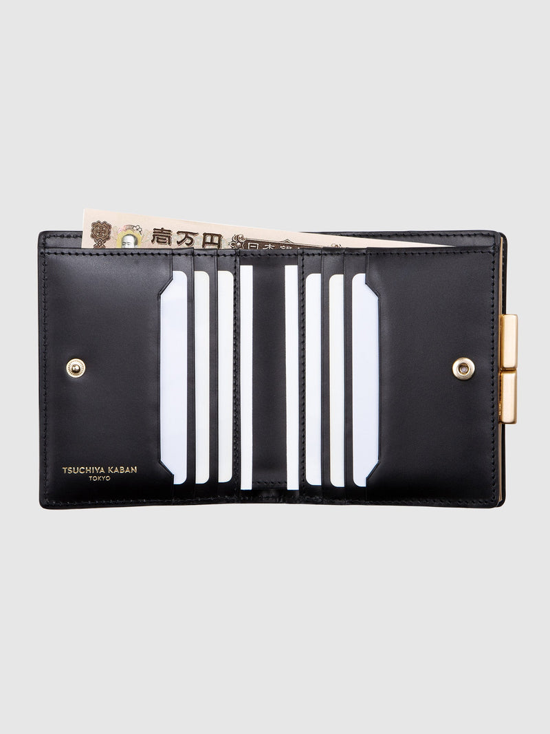 Calfskin (Italian Box Calf) TSUCHIYA Class L'ebene Bifold Wallet in Black Made in Japan