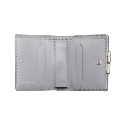 Calfskin (Italian Box Calf) TSUCHIYA Class L'ebene Bifold Wallet in Gray Made in Japan