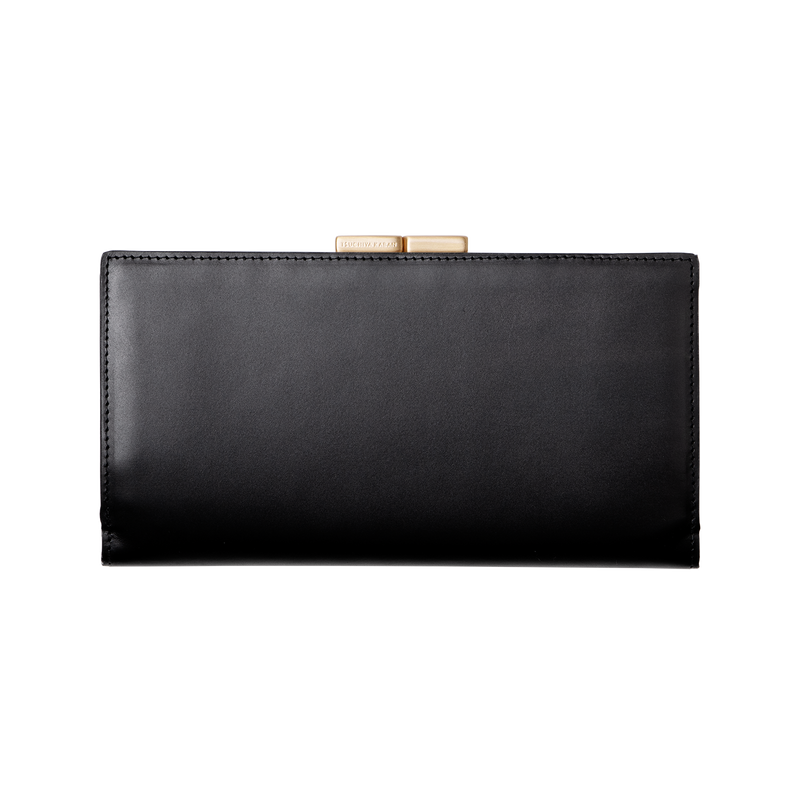 Calfskin (Italian Box Calf) TSUCHIYA Class L'ebene Long Wallet in Black Made in Japan