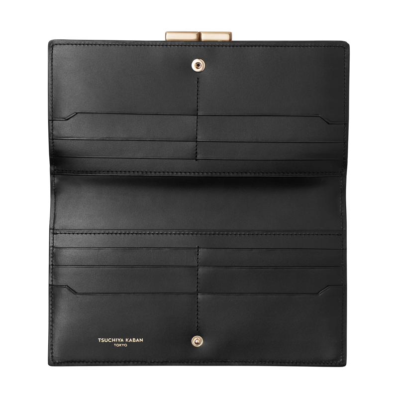 Calfskin (Italian Box Calf) TSUCHIYA Class L'ebene Long Wallet in Black Made in Japan