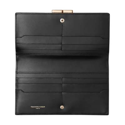 Calfskin (Italian Box Calf) TSUCHIYA Class L'ebene Long Wallet in Black Made in Japan