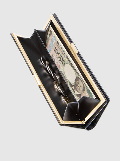 Calfskin (Italian Box Calf) TSUCHIYA Class L'ebene Long Wallet in Black Made in Japan