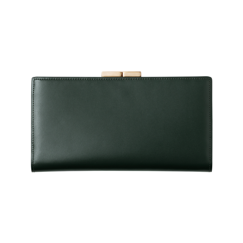 Calfskin (Italian Box Calf) TSUCHIYA Class L'ebene Long Wallet in Dark Green Made in Japan