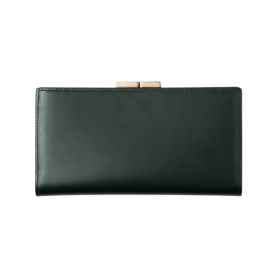 Calfskin (Italian Box Calf) TSUCHIYA Class L'ebene Long Wallet in Dark Green Made in Japan