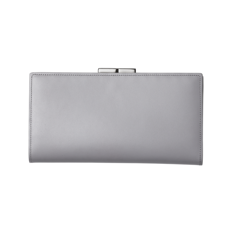 Calfskin (Italian Box Calf) TSUCHIYA Class L'ebene Long Wallet in Gray Made in Japan
