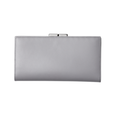 Calfskin (Italian Box Calf) TSUCHIYA Class L'ebene Long Wallet in Gray Made in Japan