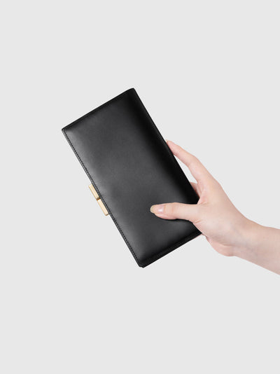 Calfskin (Italian Box Calf) TSUCHIYA Class L'ebene Long Wallet in Black Made in Japan