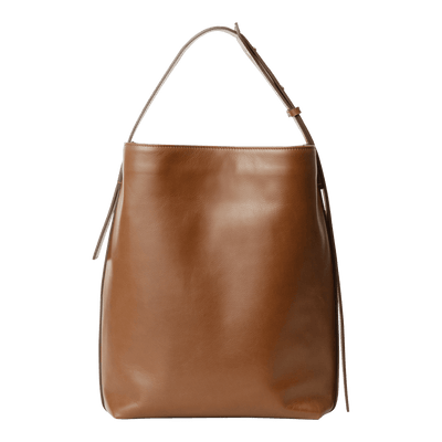 Steerhide (High-Gloss Leather) Atlow Bucket Tote in Mocha Made in Japan