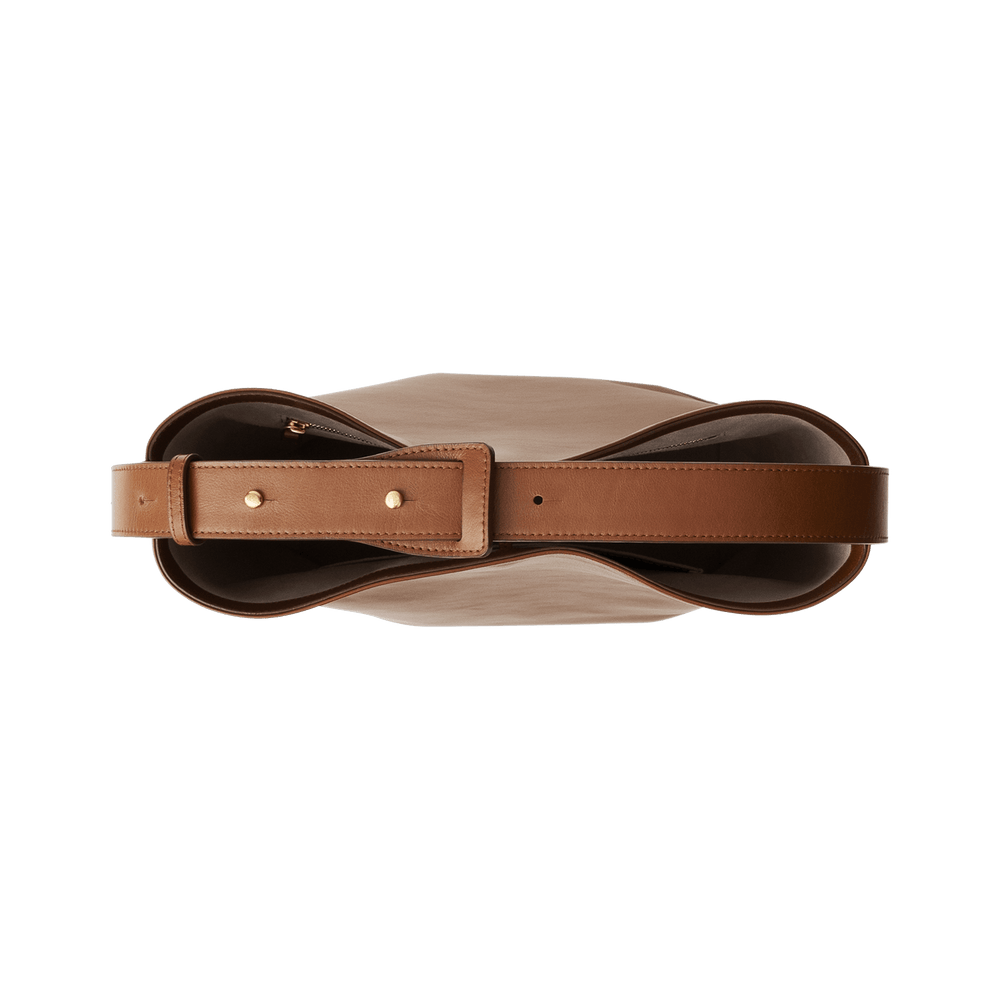 Steerhide (High-Gloss Leather) Atlow Bucket Tote in Mocha Made in Japan