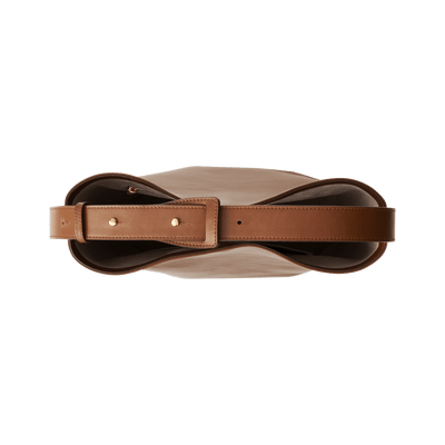 Steerhide (High-Gloss Leather) Atlow Bucket Tote in Mocha Made in Japan