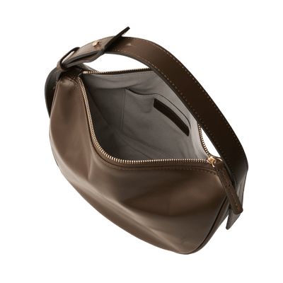 Steerhide (High-Gloss Leather) Atlow Mini Round Bag in Mocha Made in Japan