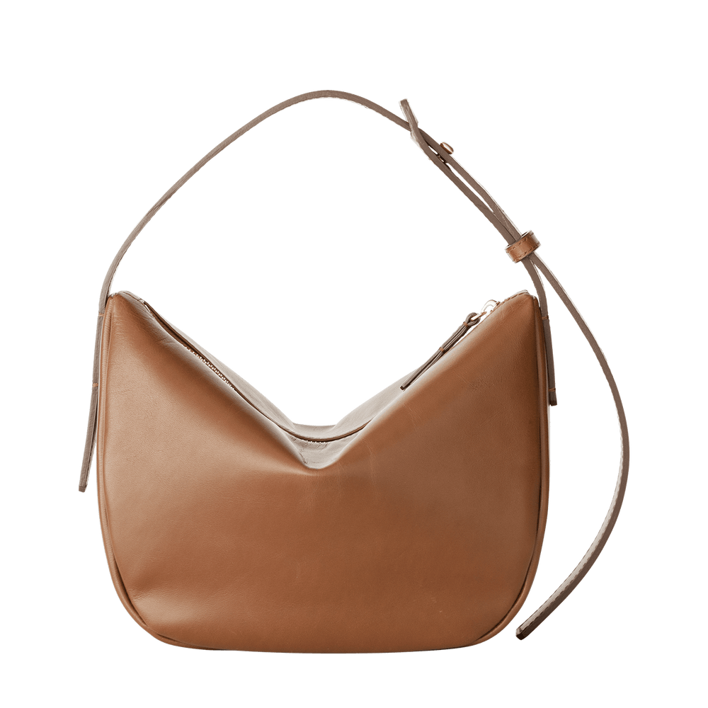 Steerhide  Atlow Mini Round Bag in Medium Brown Made in Japan