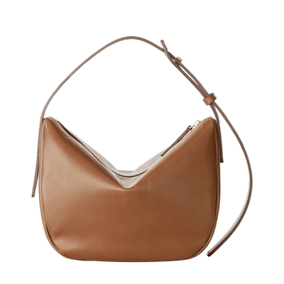 Steerhide (High-Gloss Leather) Atlow Mini Round Bag in Mocha Made in Japan