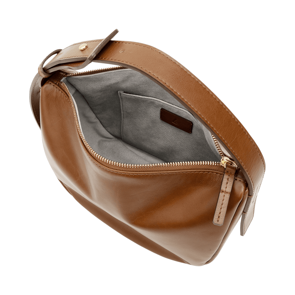 Steerhide  Atlow Mini Round Bag in Medium Brown Made in Japan