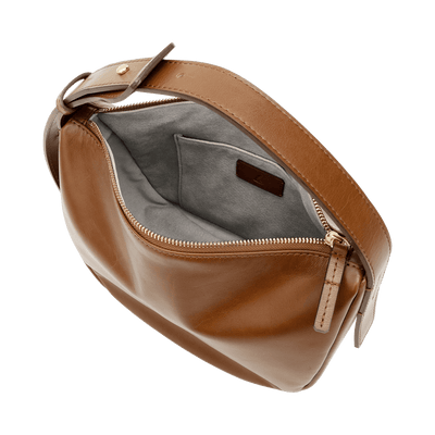 Steerhide  Atlow Mini Round Bag in Medium Brown Made in Japan