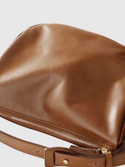 Steerhide (High-Gloss Leather) Atlow Mini Round Bag in Mocha Made in Japan