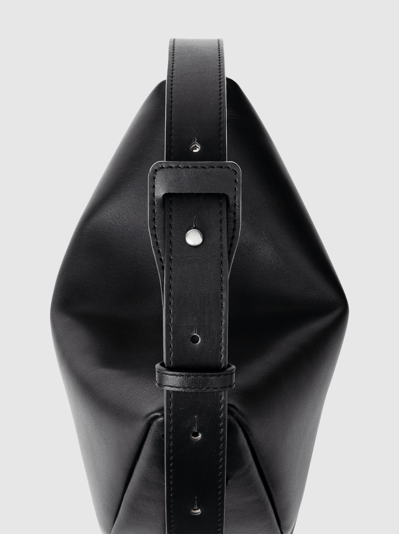 Steerhide (High-Gloss Leather) Atlow Mini Round Bag in Mocha Made in Japan