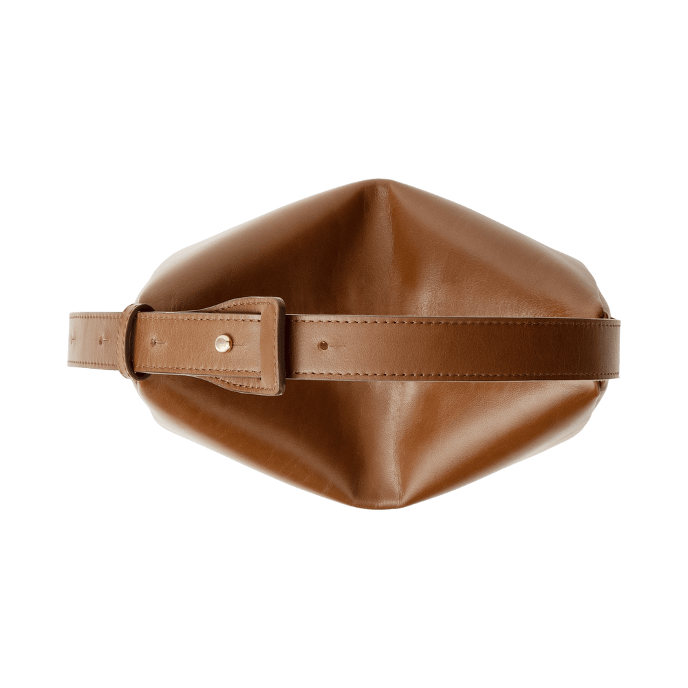 Steerhide  Atlow Mini Round Bag in Medium Brown Made in Japan