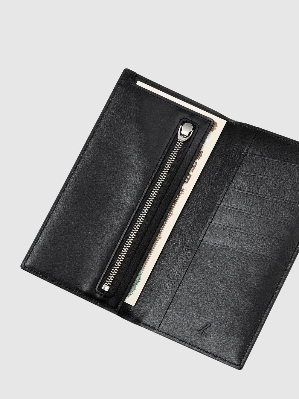 Cordovan Cordovan Coin Pocket Long Slim Wallet in Black Made in Japan