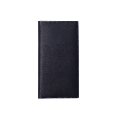 Cowhide  Roadster Coin Pocket Long Slim Wallet in Dark Indigo Made in Japan