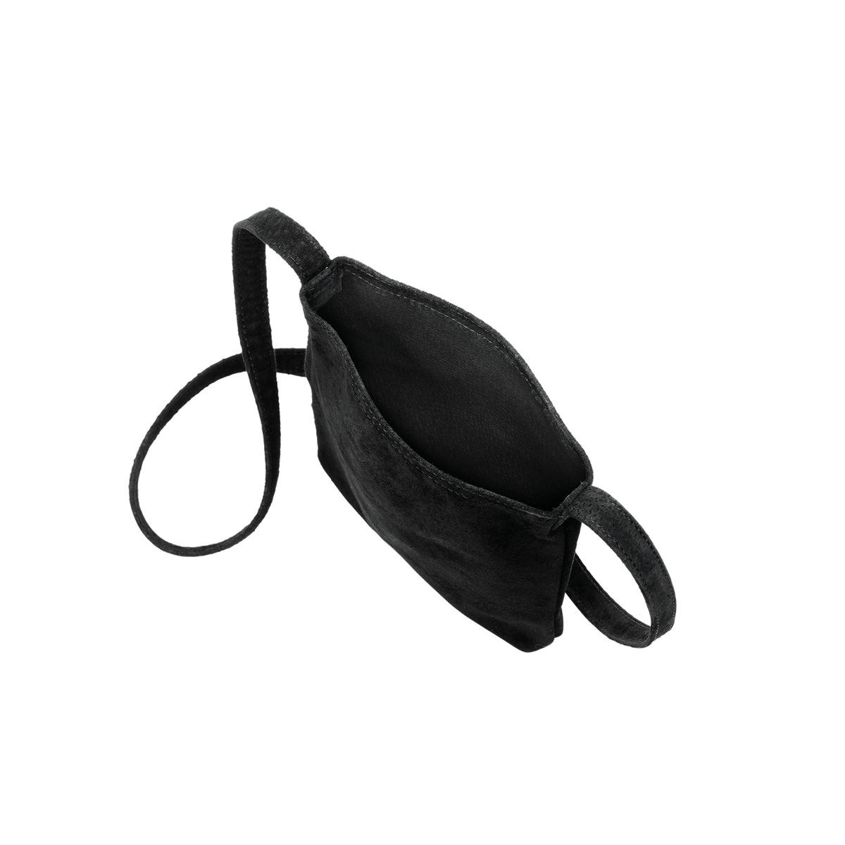 Pig Suede (Soft Pig Suede) Suede Mini Shoulder in Black Made in Japan