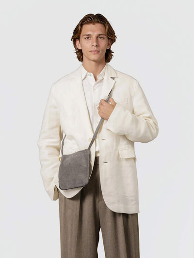 Pig Suede (Soft Pig Suede) Suede Mini Shoulder in Gray Made in Japan