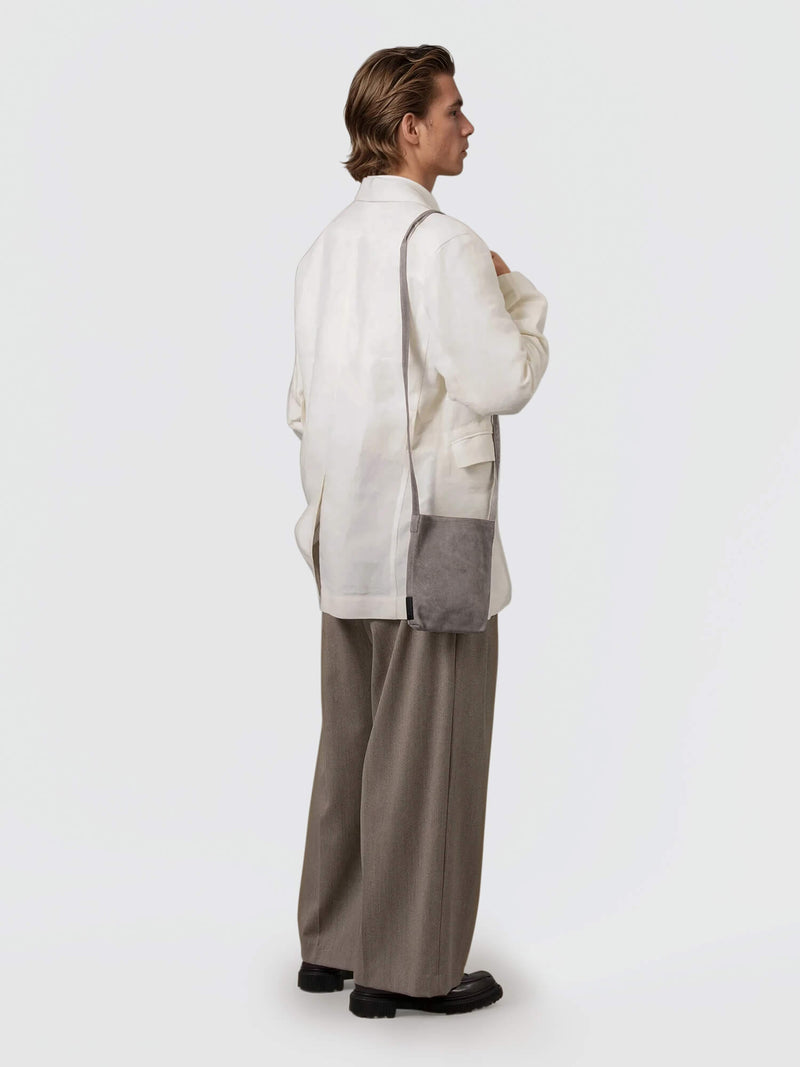 Pig Suede (Soft Pig Suede) Suede Mini Shoulder in Gray Made in Japan